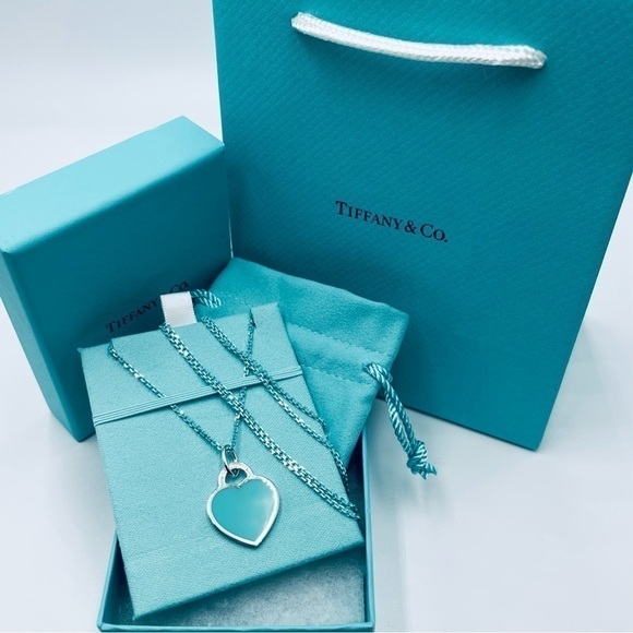 Tiffany & Co Blue Enamel Heart Tag 30” Sparkle Chain PACKAGING - Picture 11 of 11